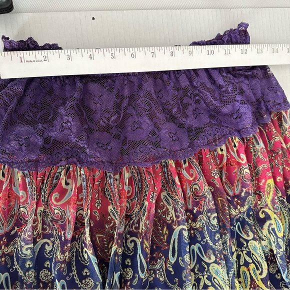 Colorful Paisley Print mesh lined tiered fairy Women's Skirt Sacred Threads - Picture 4 of 6